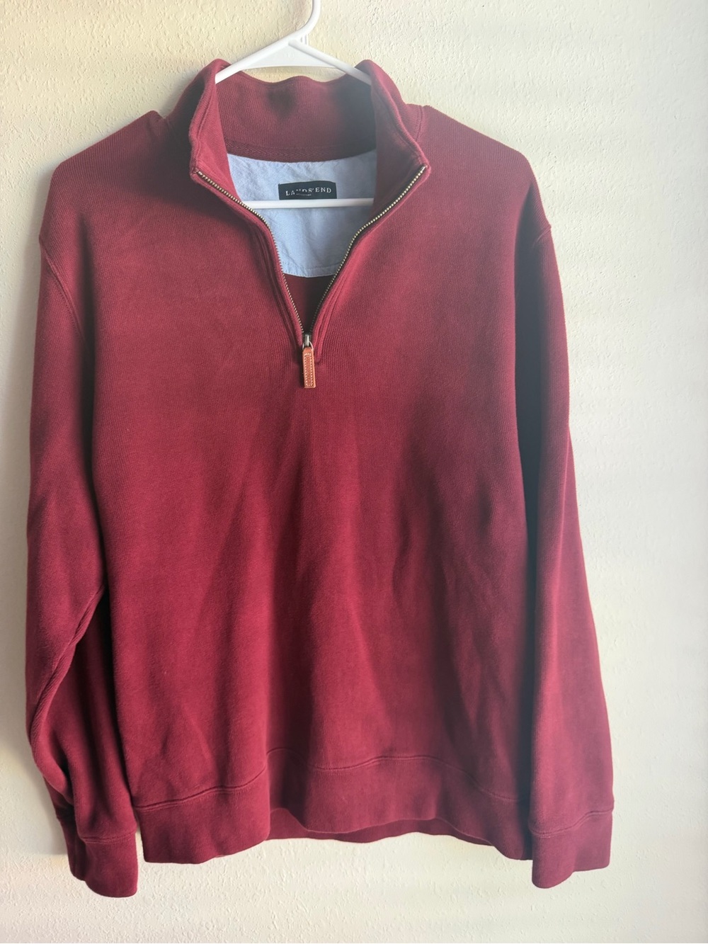 Lands' End Men's Half-Zip Sweater in Deep Wine